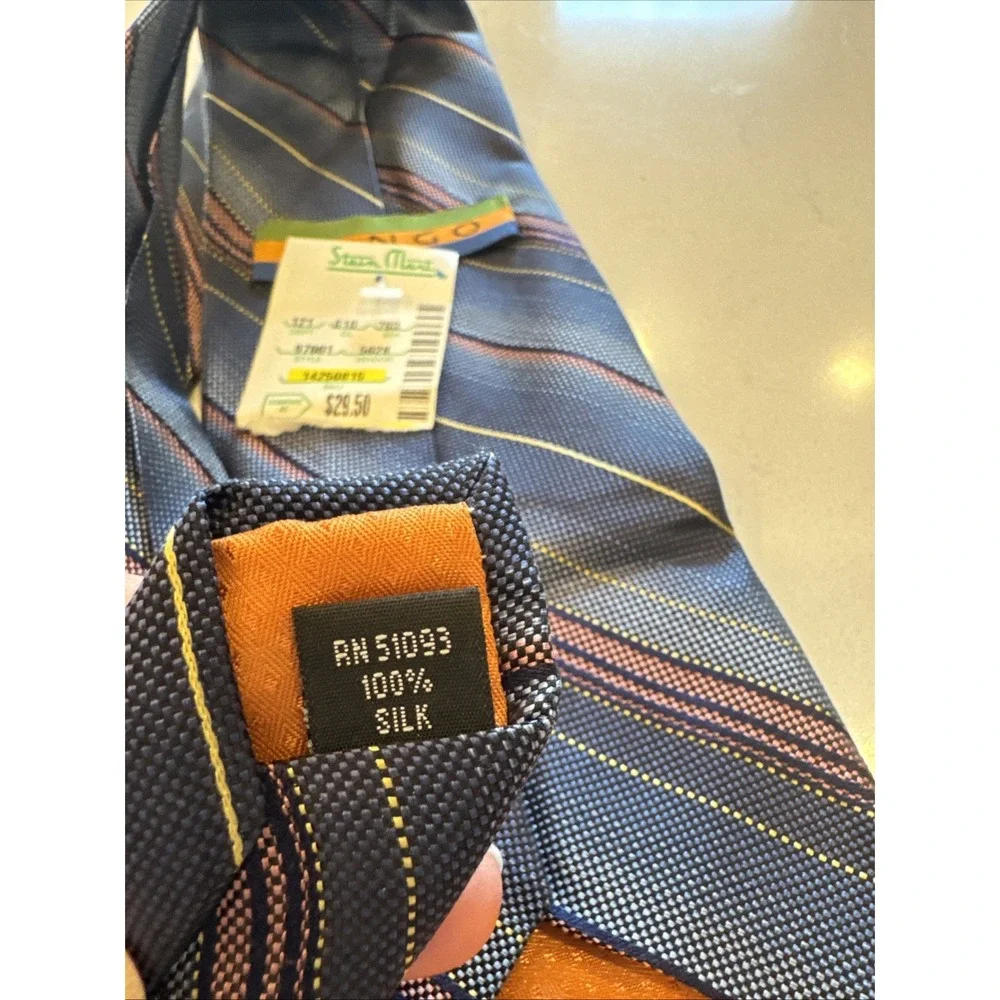 NWT Tango 100% Silk‎ Tie Orange Blue